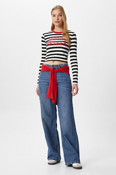 Ritnice Women's Good Red Printed Cotton Black White Striped Blouse