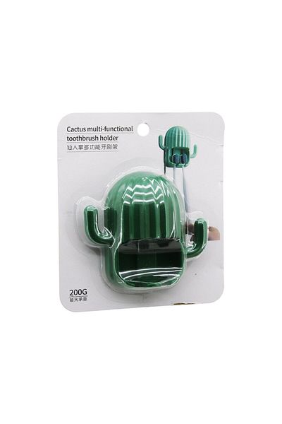 Albayrak Cactus Model Toothbrush Holder - 2 Arm Hanger Adhesive Mounting (5175)