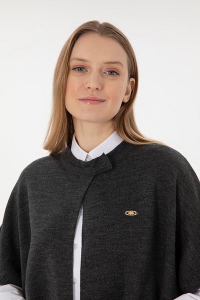 U.S. Polo Assn. Women's Anthracite Knitwear Poncho 50293013 -Vr006