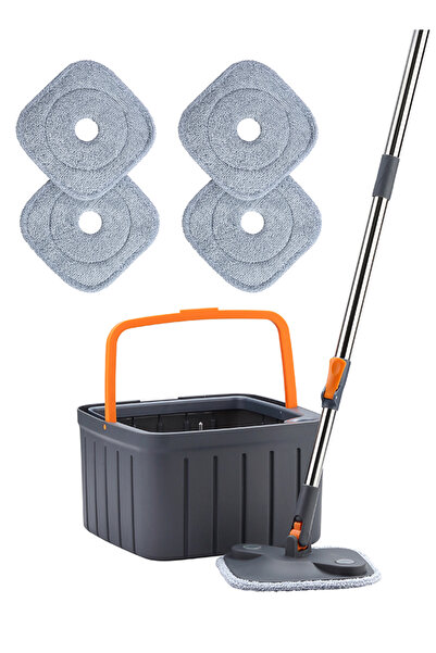 Lawazim Clean Water Spin Mop - Self-Wringing Mop with Dual-Chamber Bucket & Washable Microfiber