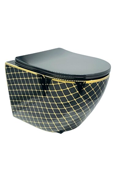 yediyapı Yedi Yapı Siyah Gold Desenli Asma Klozet