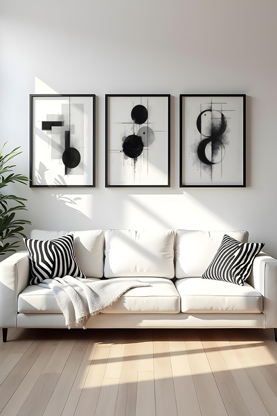 huhuli Ahşap Siyah Çerçeveli 3 Parça Set Tablo huhu431