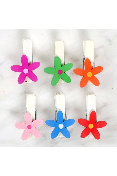 shop Loren Set of 6 Decorative Floral Patterned Pegs
