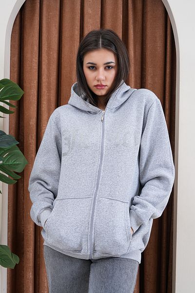 JANSO GROUP - Women's Juicy Stone Printed Zippered Sweatshirt 3 Thread Compact Fabric Oversize