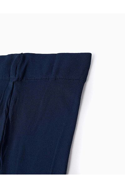 Ziddy Microfiber Tights with Bow for Girls, Dark Blue