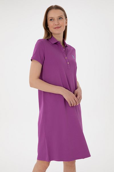 U.S. Polo Assn. Rochie tricotată pentru femei, mov, cu gât polo, mărime mini 50280038-vr038