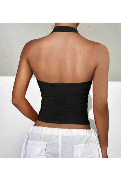 MEGOMEL Bluză din Lycra cu bretele Crop Top