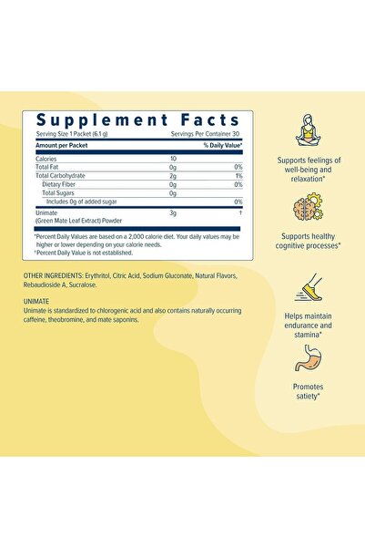 UNICITY Unimate Anti-Aging Lemon Powder, 1 Count, Green Tea, 0.09 Kilogram