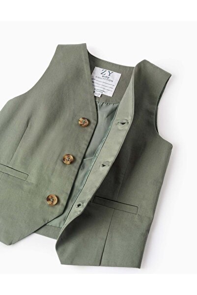 Ziddy Twill Waistcoat for Baby Boys, Green