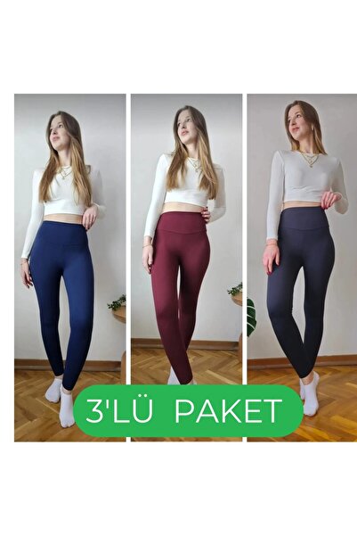 Butik 3 Renk Extra Yüksek Bel Toparlayıcı Mat Tayt