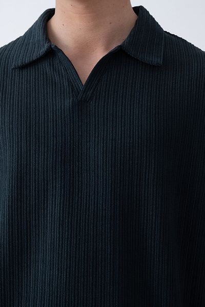 İLKCET MODA Ανδρικό μπλουζάκι με λαιμόκοψη V Oversize με ραβδώσεις