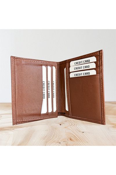 Kar-Pa Genuine Leather Tan Vertical Wallet