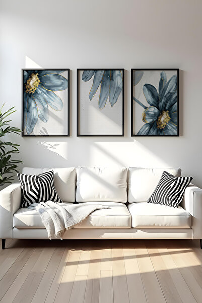 huhuli Ahşap Siyah Çerçeveli 3 Parça Set Tablo huhu473