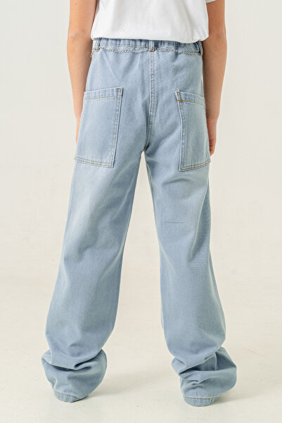 GİYİCEM TEKSTİL Kız Çocuk Paça Katlı Kot Pantolon 2184