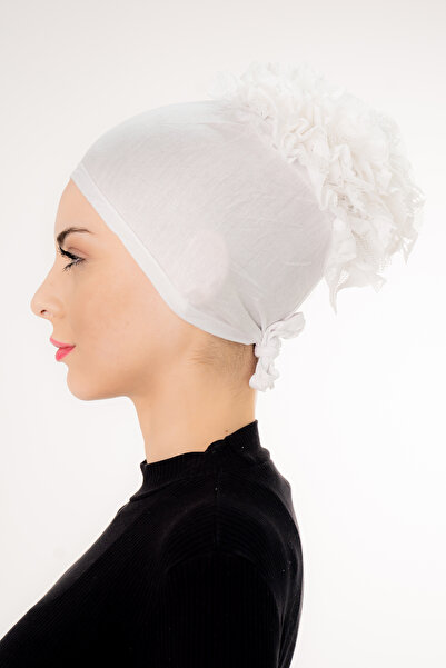 Şalcenneti.com Λευκό χρώμα μπόνε με βολάν