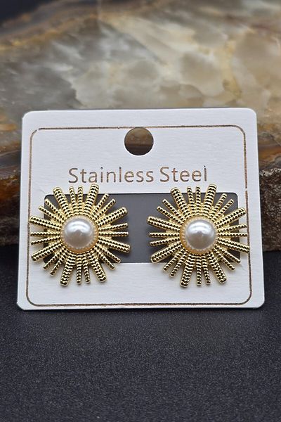 NBS Beautiful Naturel Stones 100% Steel Earrings - No Fading, No Color Loss Invoiced