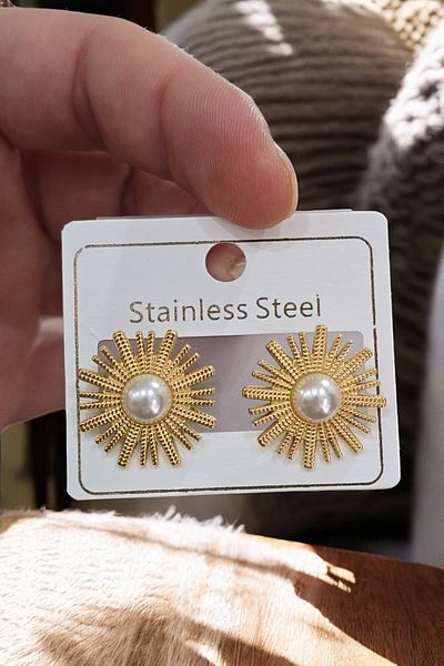 NBS Beautiful Naturel Stones 100% Steel Earrings - No Fading, No Color Loss Invoiced