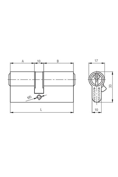 KALE Ki̇li̇t-164Snc Standard Cylinder Door Core with 3 Keys (Nickel-68Mm)