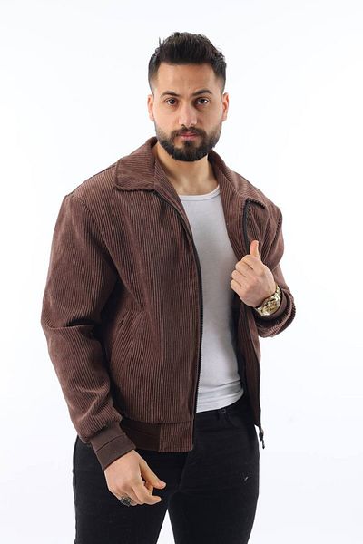 İLKCET MODA Jachetă obișnuită pentru bărbați din catifea subțire sezonieră
