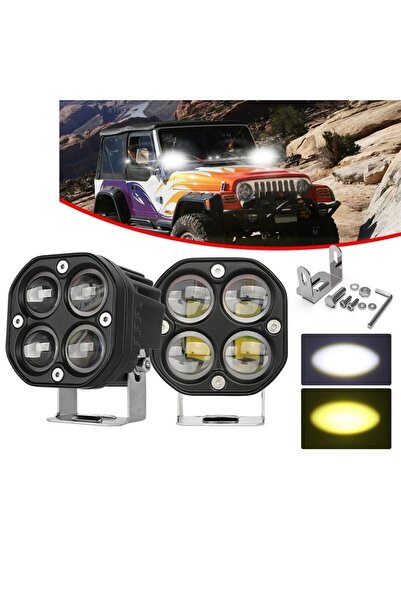 A Plus Life Sarı Beyaz 2 Adet Delici Offroad Tampon Motosiklet Traktör Araba Atv Forklift Led Sis Farı Lamba 3"