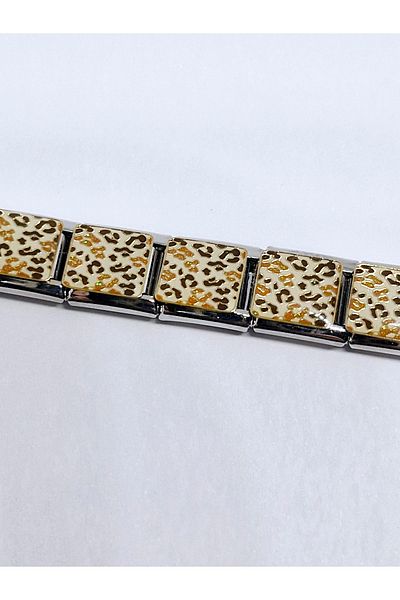 RoseCo00 Leopard Steel Italian Charm Bracelet Charm