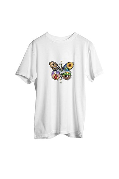 Korefanzin Μπλουζάκι White Trend 2025 Season Unisex Thermal Skull Oversize T-shirt