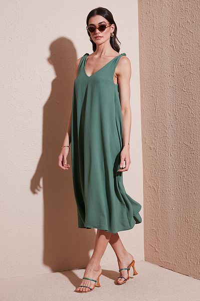 Lela ΦΟΡΕΜΑ Βασικό Φόρεμα Oversize Fit V-Neck Midi Length 6788688
