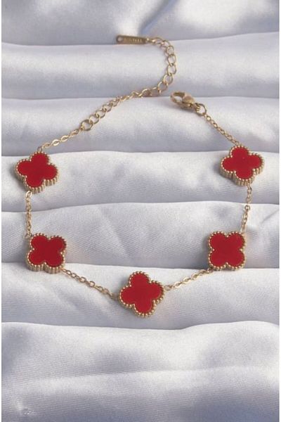 Perry Accesories Anti Tarnish Steel Double Sided Clover Bracelet Multi Clover Bracelet Exclusive Design Women Steel Bracelet