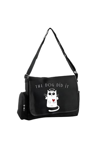 DEEFWEAR Geantă Messenger/Bag cu imprimeu pentru câini cu centură reglabilă și buzunare cu fermoar