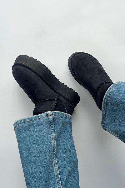STRASWANS Novi Women's Furry Thick Sole Suede Ankle Boots Black