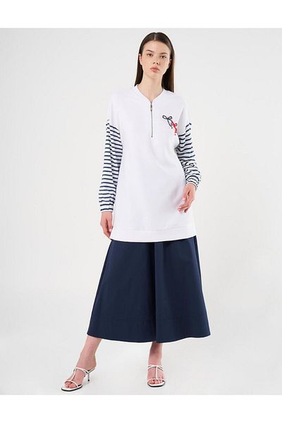KYR Optical White Bead Embroidered Knitted Tunic