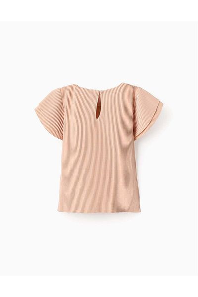 Ziddy Pleated T-shirt for Baby Girls, Beige