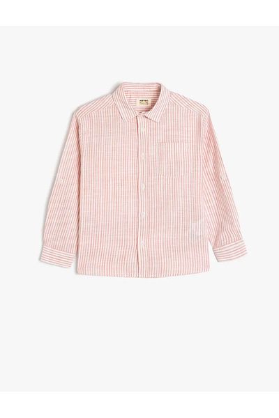 Koton Striped Pink Boy's Shirt 5Skb60066Tw