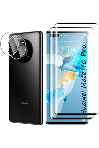 erorex 2+2 عبوة من واقي الشاشة الزجاجي المقوى المتوافق مع هاتف Huawei Mate 40 Pro والكاميرا بدون فقاعات 9H