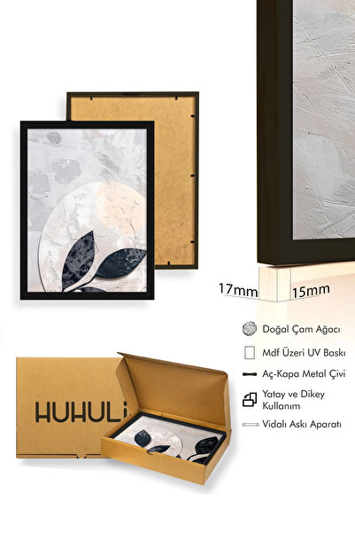 huhuli Ahşap Siyah Çerçeveli 3 Parça Set Tablo huhu466