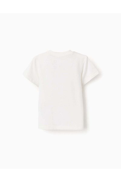 Ziddy Cotton T-shirt for Baby Boys 'Wheat Field', White