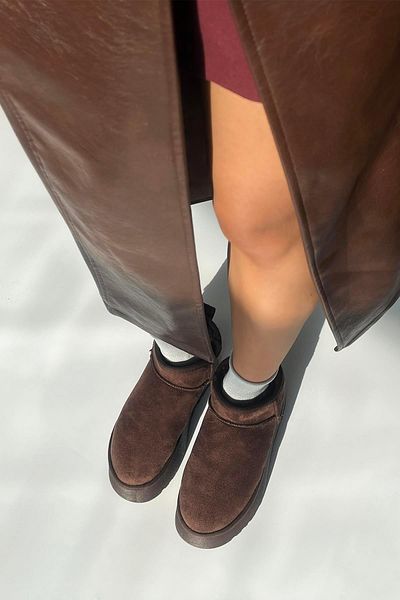 STRASWANS Novi Women's Furry Thick Sole Suede Ankle Boots Brown