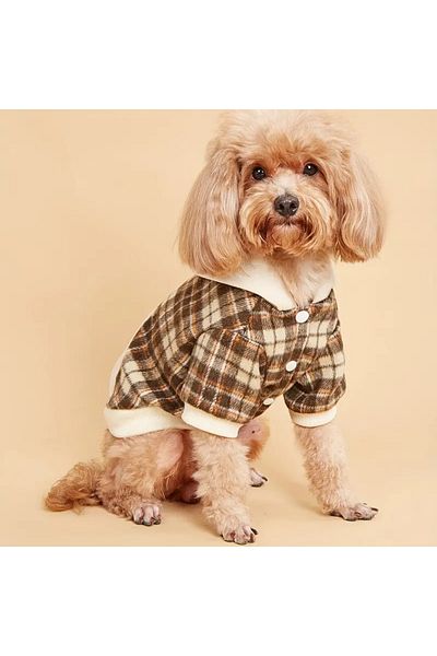 Lady Fify Checkered Apricot Color Hooded Sweatshirt for Cat Dog