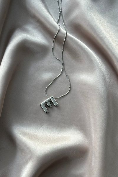 Letrovis Steel Silver Color Bubble Letter "E" Women's Necklace