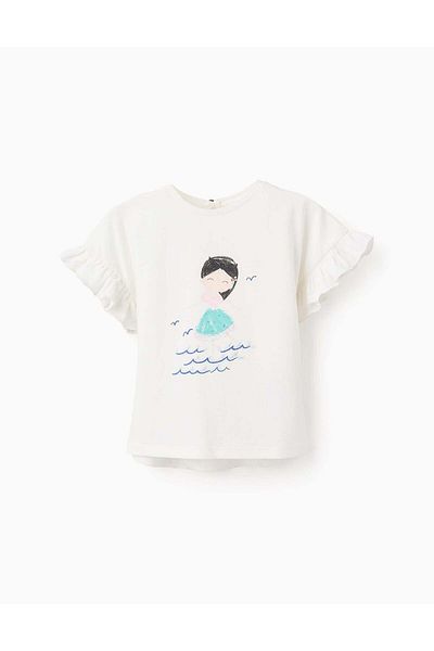 Ziddy Cotton T-shirt for Baby Girls '7 Skirts', White