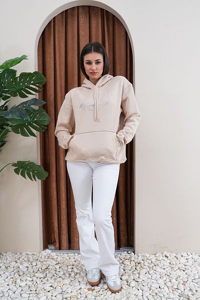 JANSO GROUP - Women's Reverse Stone Printed Sweatshirt 3 Thread Compact Fabric