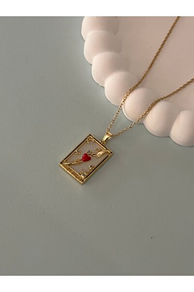 Gold The Lovers Tarot Kart Çelik Kolye