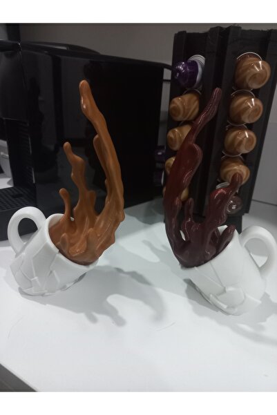 Duo set Spilled coffee figure hot chocolate figure- decorative trinket 3D
