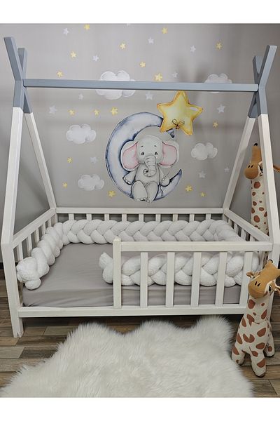 meleginisiklitoplari 400 cm 3-Piece Knitted Protection Model New Generation Plush Fabric (for 70X130 Cradle)