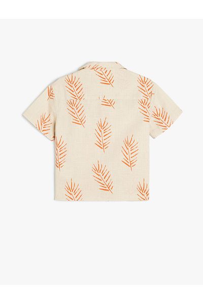 Koton Cotton Short Sleeve Single Pocket Leaf Print Shirt