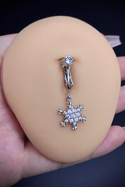 Blisse Piercing Kadın Kar Tanesi Figür Zirkon Taşlı Sıkıştırma Deliksiz Belly...