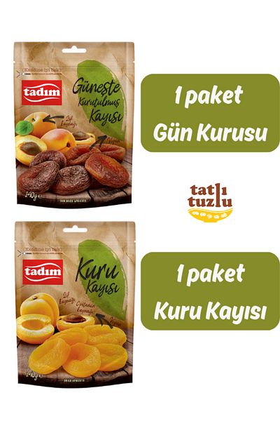 Tadım Day Dried & Dried Apricots (140 g X 2) |   Natural, High Fiber & Healthy |   Open Close Lock Package!