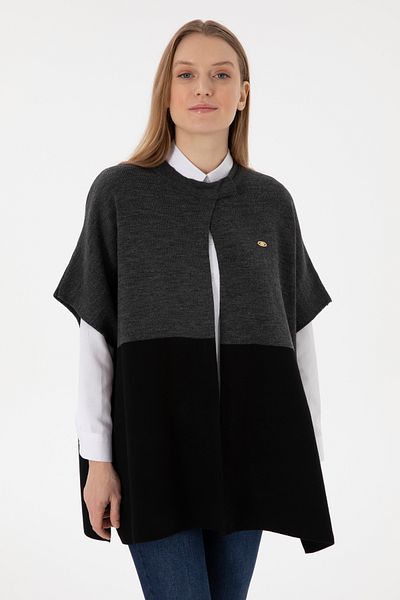 U.S. Polo Assn. Women's Anthracite Knitwear Poncho 50293013 -Vr006