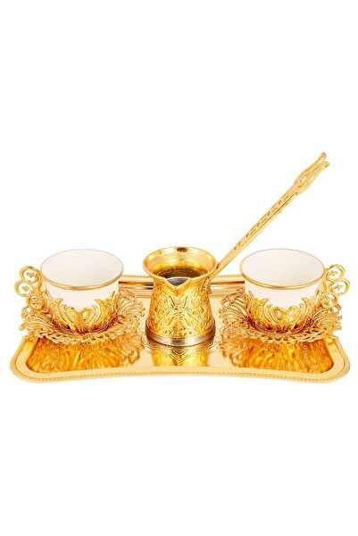 Yaren Style Türk Kahvesi 2'li Gold Sunum Seti – Tepsili ve Cezveli Şık Kahve ...