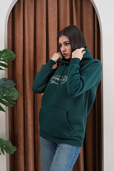 Flaubert - Women's Reverse Stone Printed Sweatshirt 3 Thread Compact Fabric